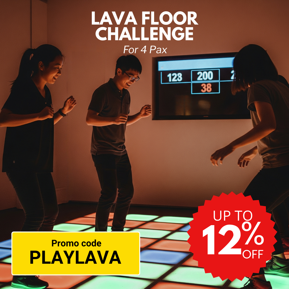 Thrilling Lava Floor challenge game for groups of 4 in Singapore.