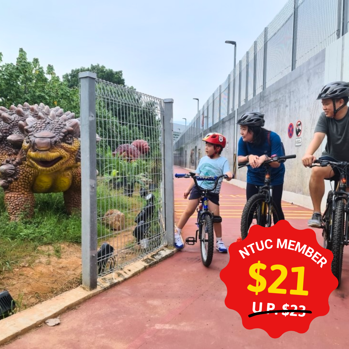 Cyclists enjoying a scenic ride near Hub & Spoke Café at Changi Airport