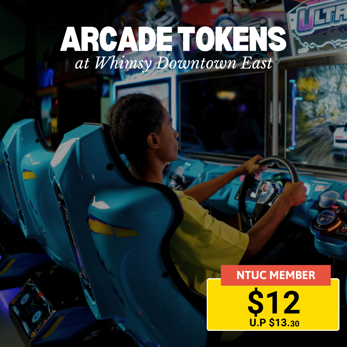 Enjoy 16 arcade tokens at Whimsy Downtown East, Singapore