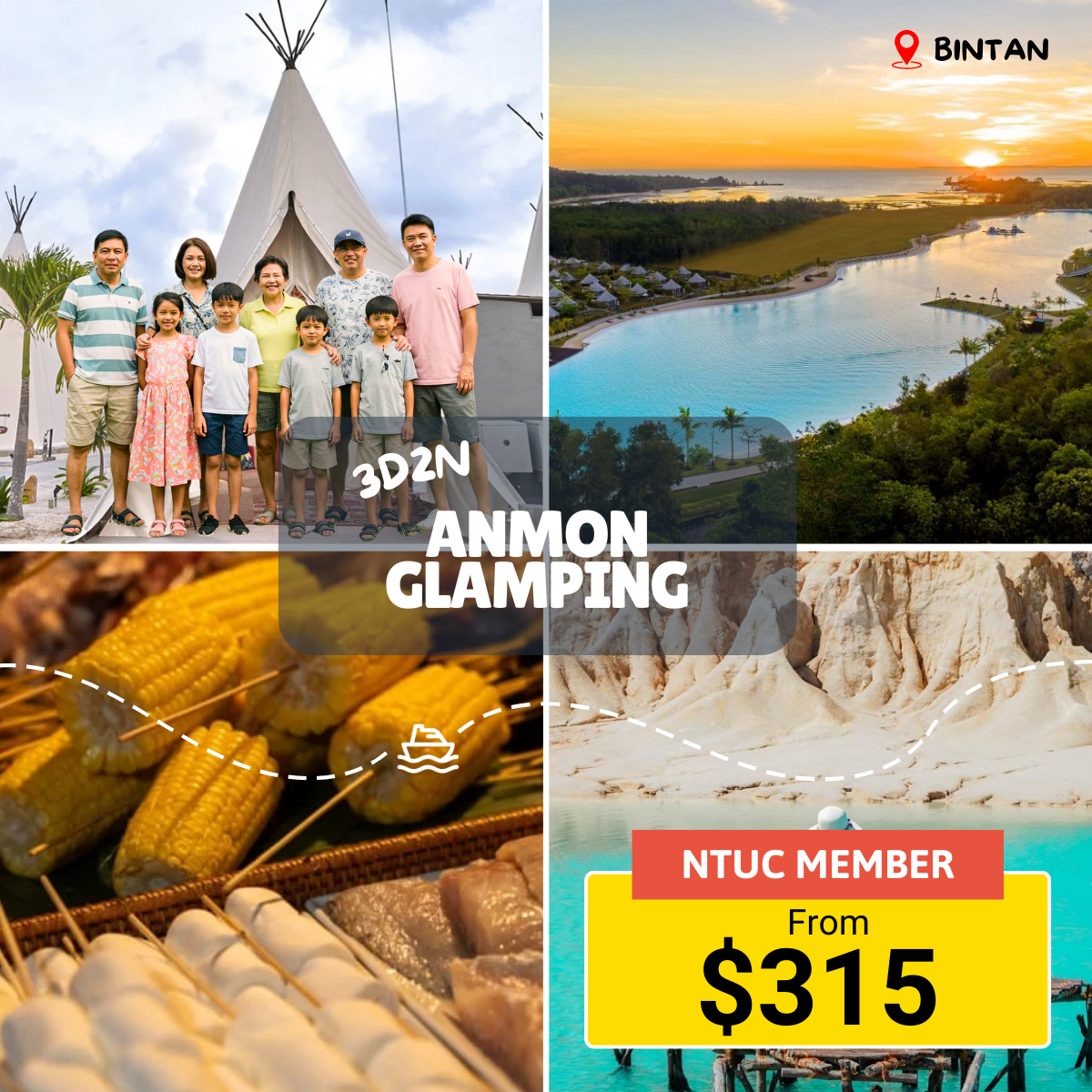 Experience a 3D2N free and easy escape to Anmon Bintan, perfect for couples or friends departing from Singapore.