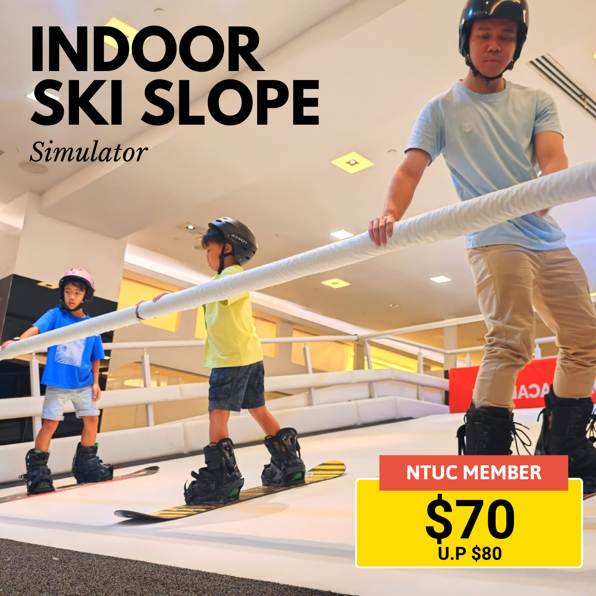 Experience indoor skiing on a simulator in Singapore
