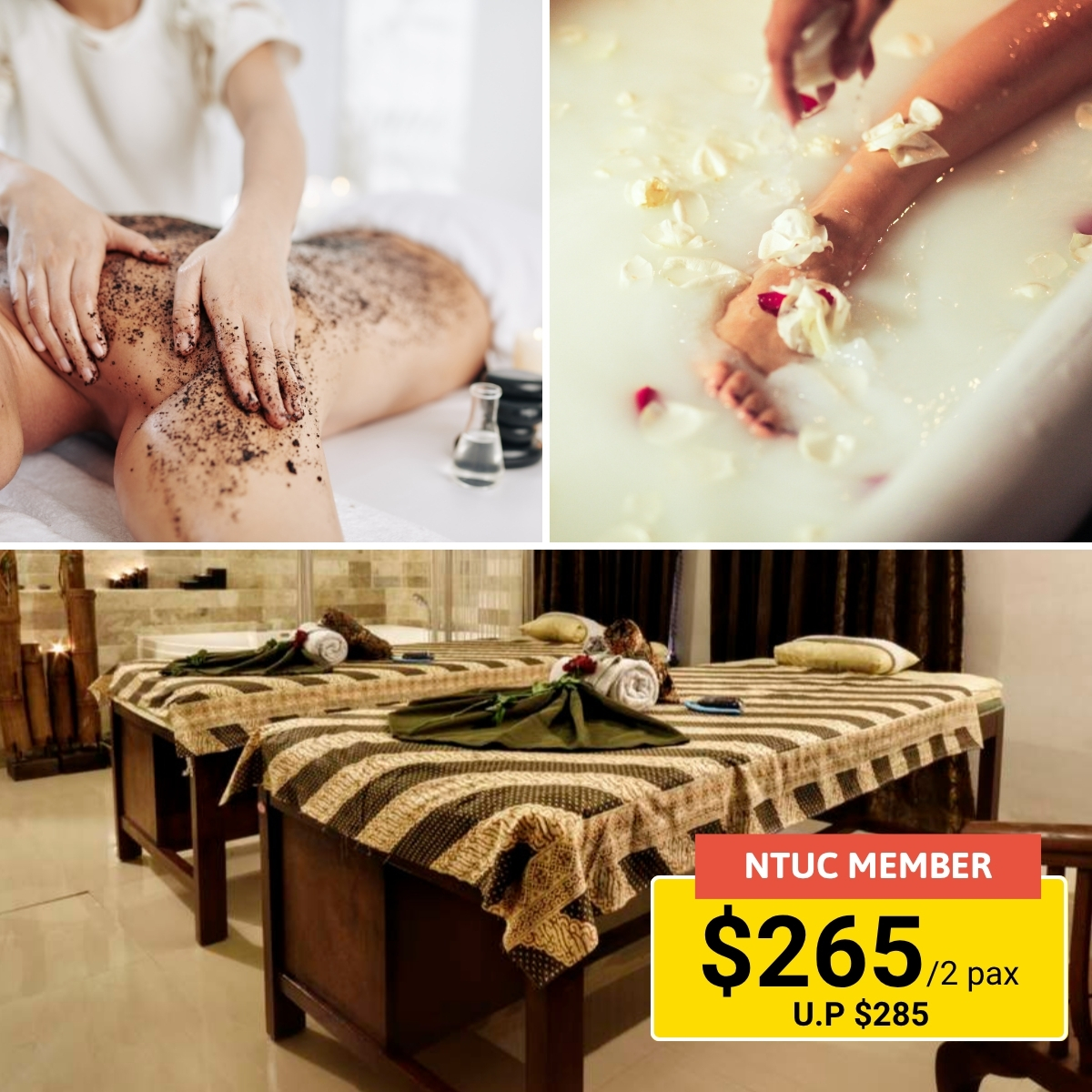 Batam Day Spa day package for two people, including relaxing massages and spa treatments.