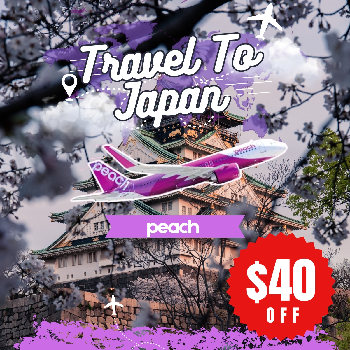 NTUC member enjoy 40 dollars off their round-trip fare when they book their flight to Osaka with Peach.