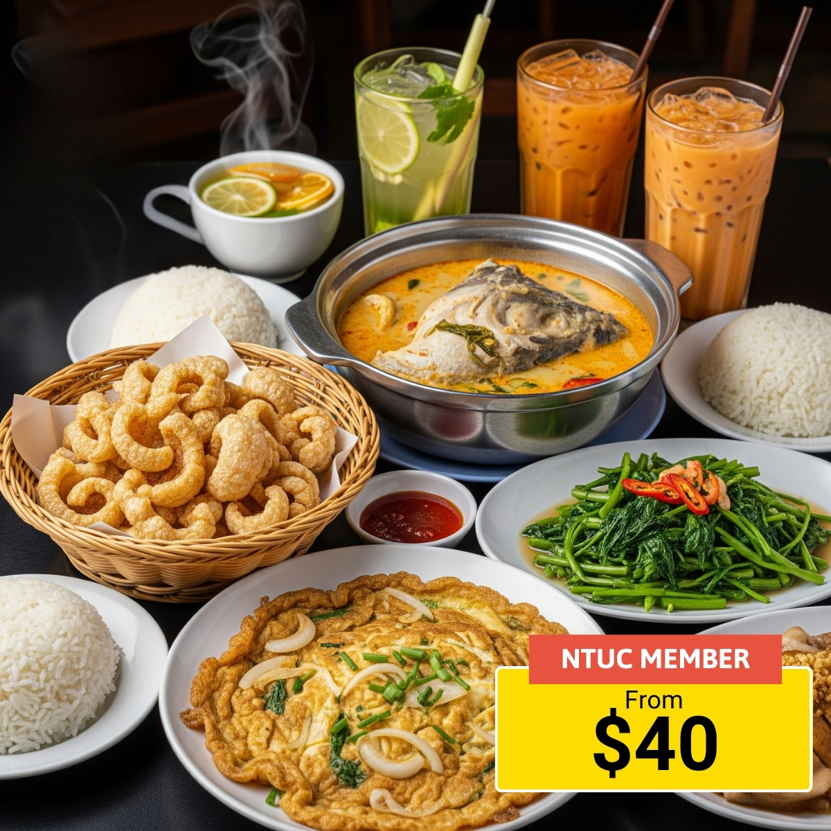 Thailand meal set designed for 2 to 4 people, featuring authentic Thai dishes.