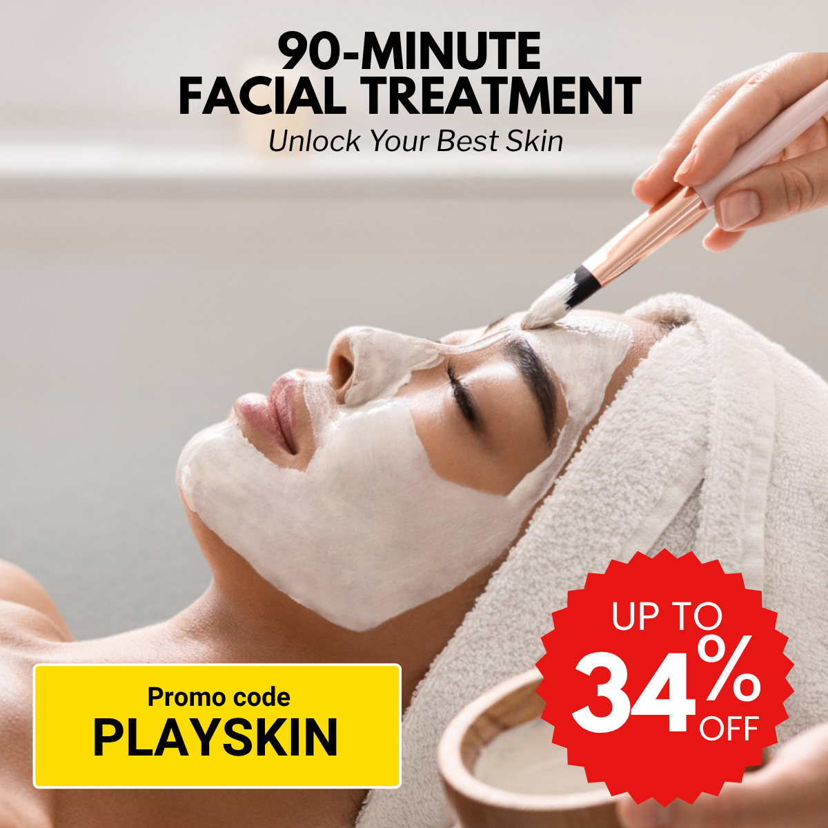 Relaxing 90-minute skincare facial session for glowing skin.