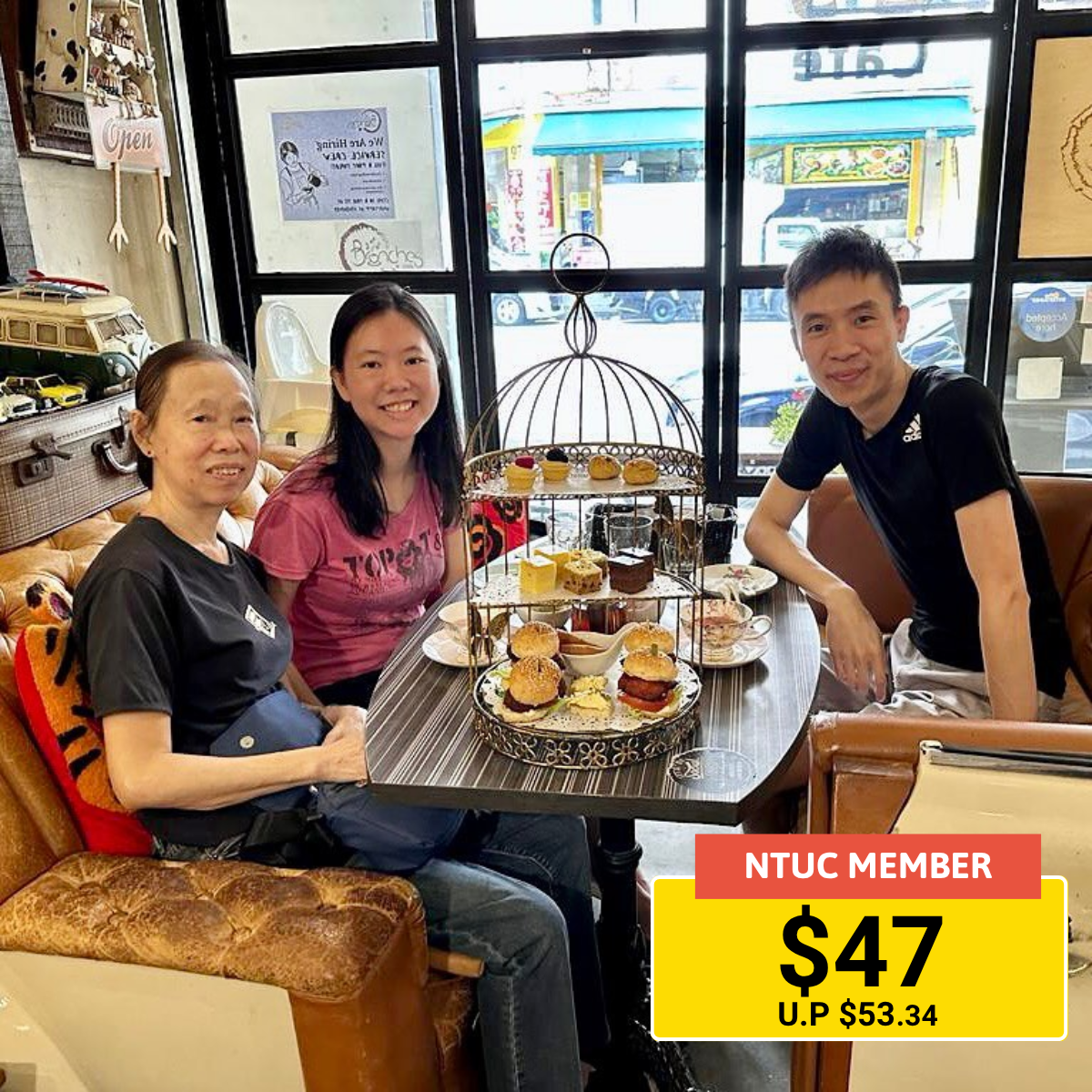 Elegant high tea set for two at Brunches Café.