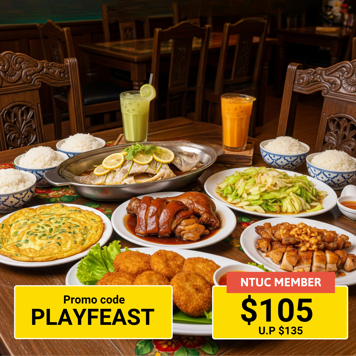 Delicious authentic Thai set meal for family or friends (5 people).