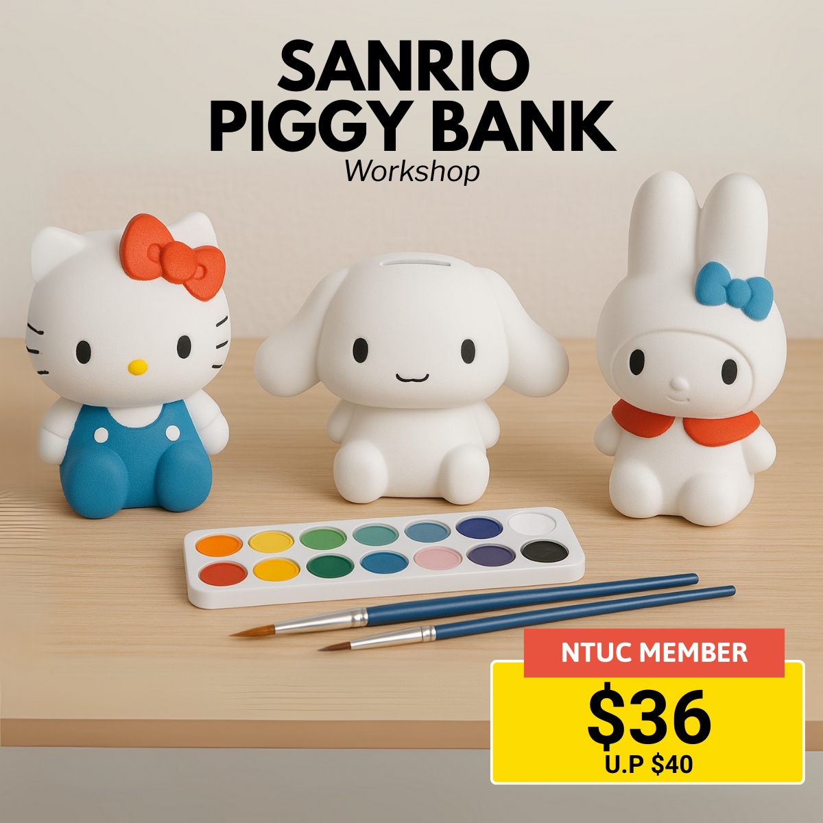 Sanrio-themed Piggy Bank Painting Workshop in Singapore
