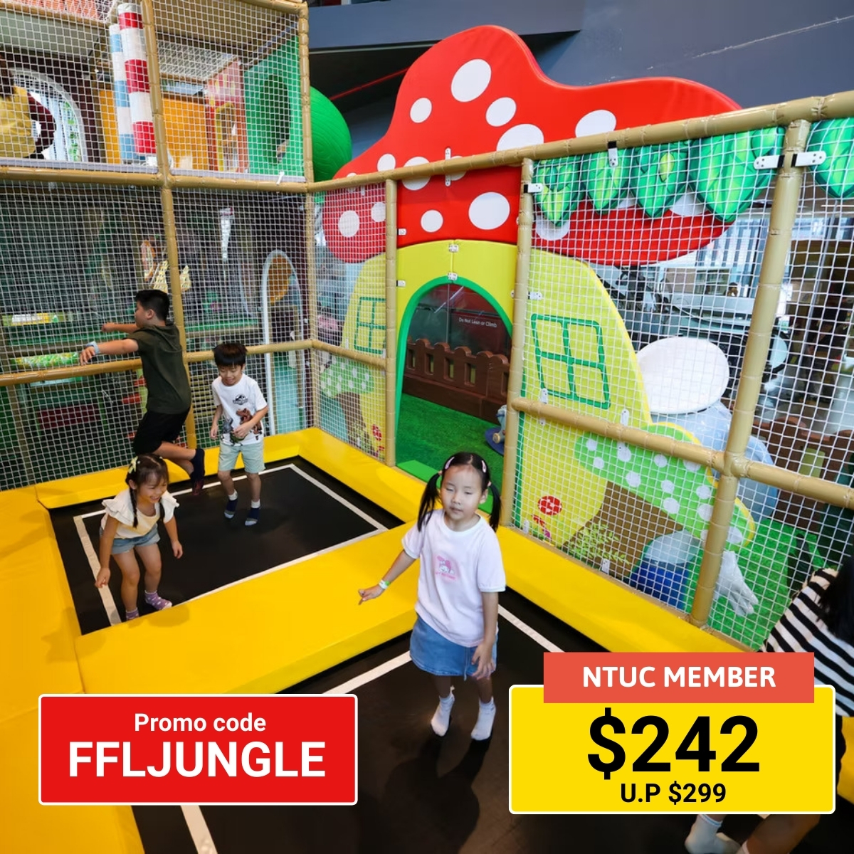 A deal for an annual pass to Jolly Jungle, a kids' indoor playground adventure.