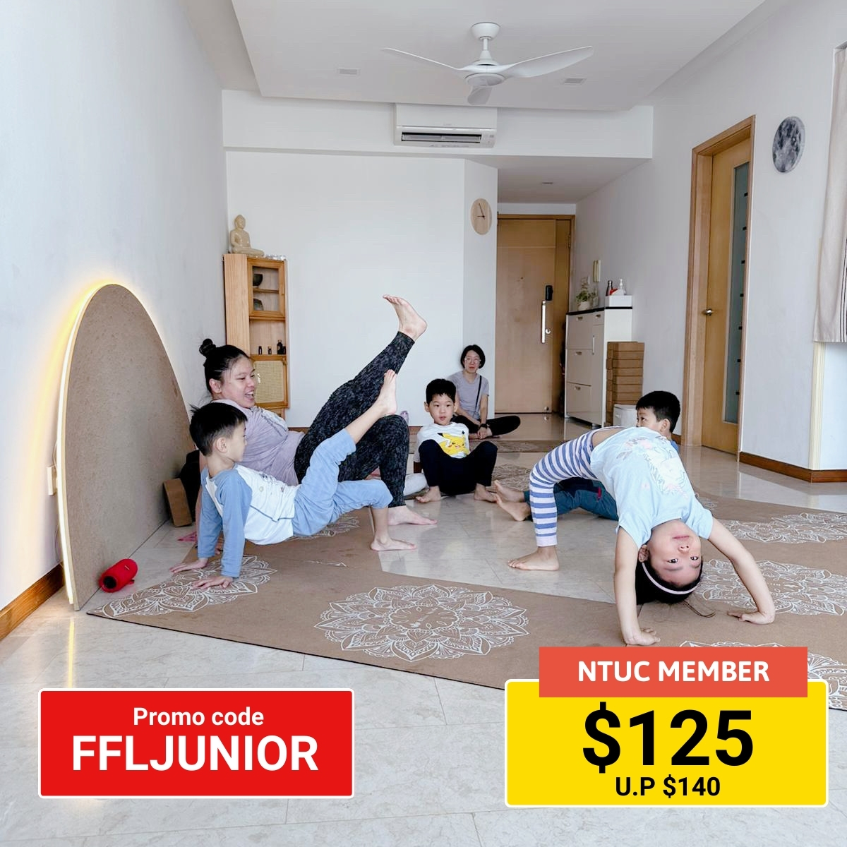 A deal for a four-session yoga package for little and junior yogis.