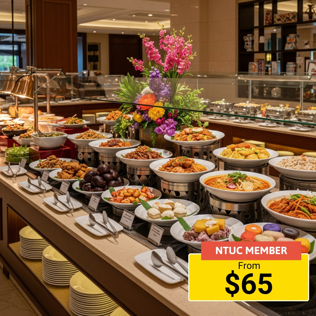 Peranakan buffet dining experience.