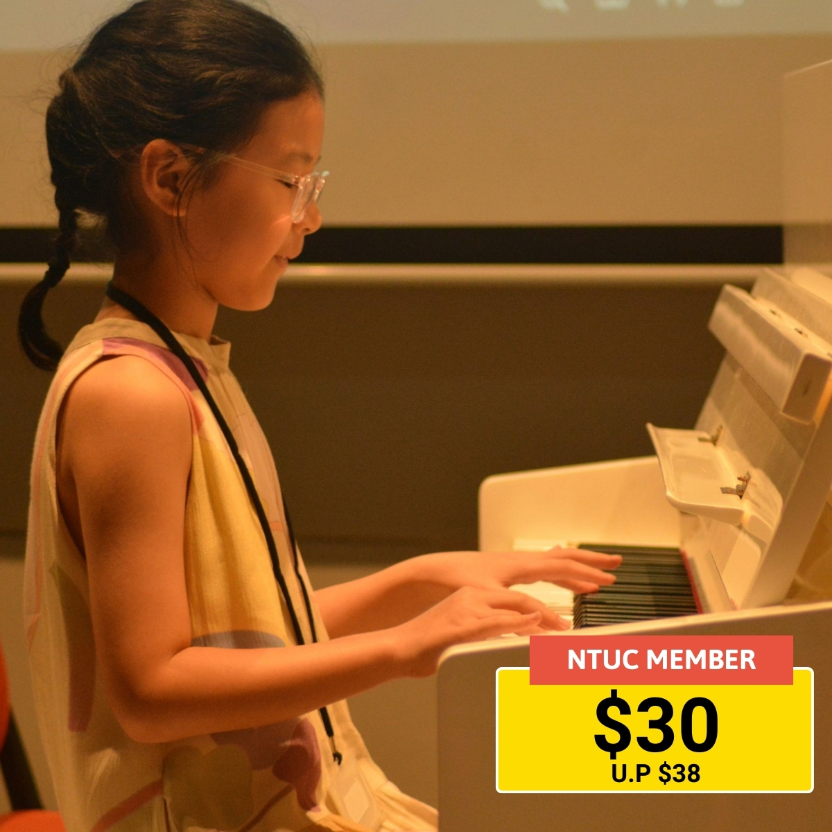 45-minute beginner music lessons in piano, vocals, drums, and more.