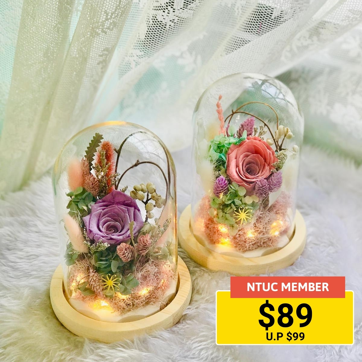 Private preserved flower dome workshop for gifts or home decor.